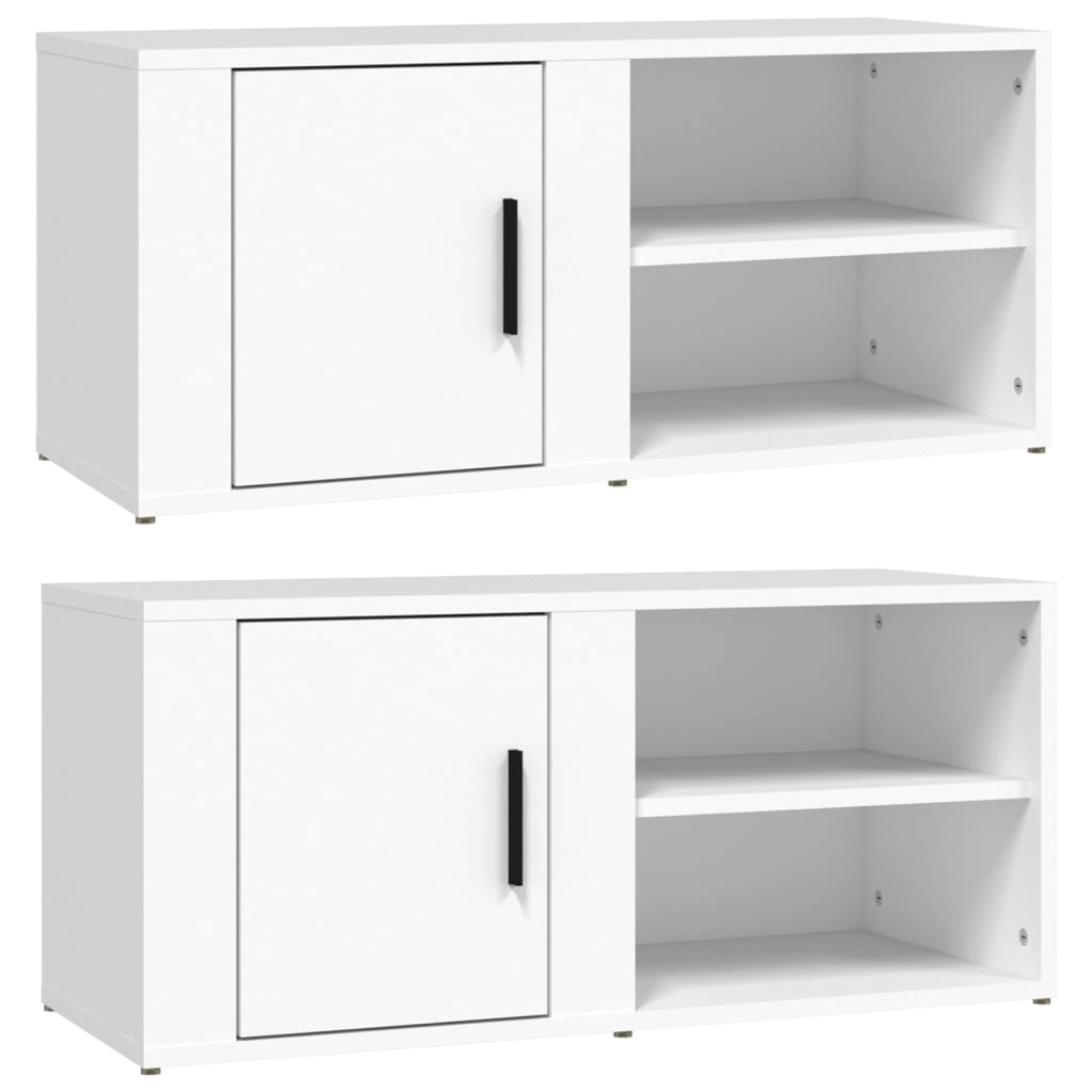 vidaXL Meubles TV 2 pcs Blanc 80x31,5x36 cm Bois d'ingénierie