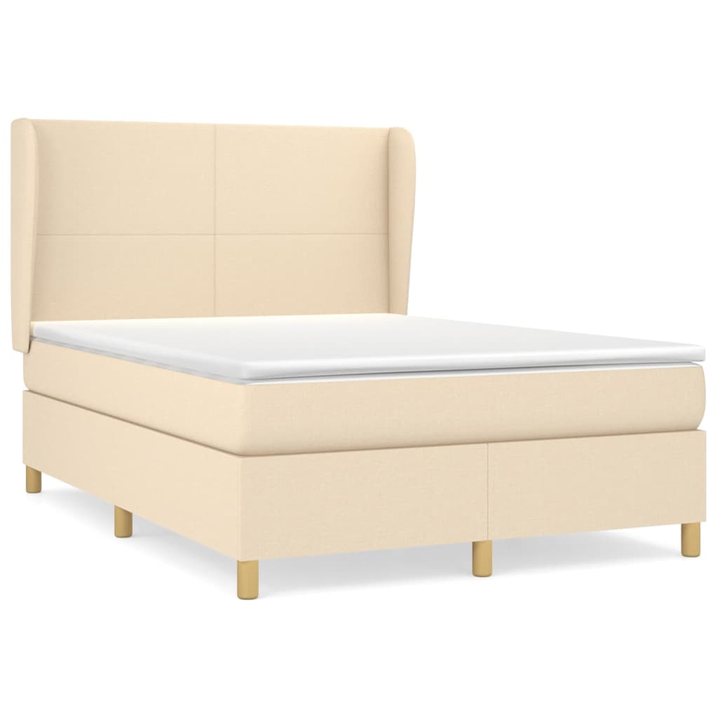 vidaXL Sommier à lattes de lit avec matelas Crème 140x190 cm Tissu