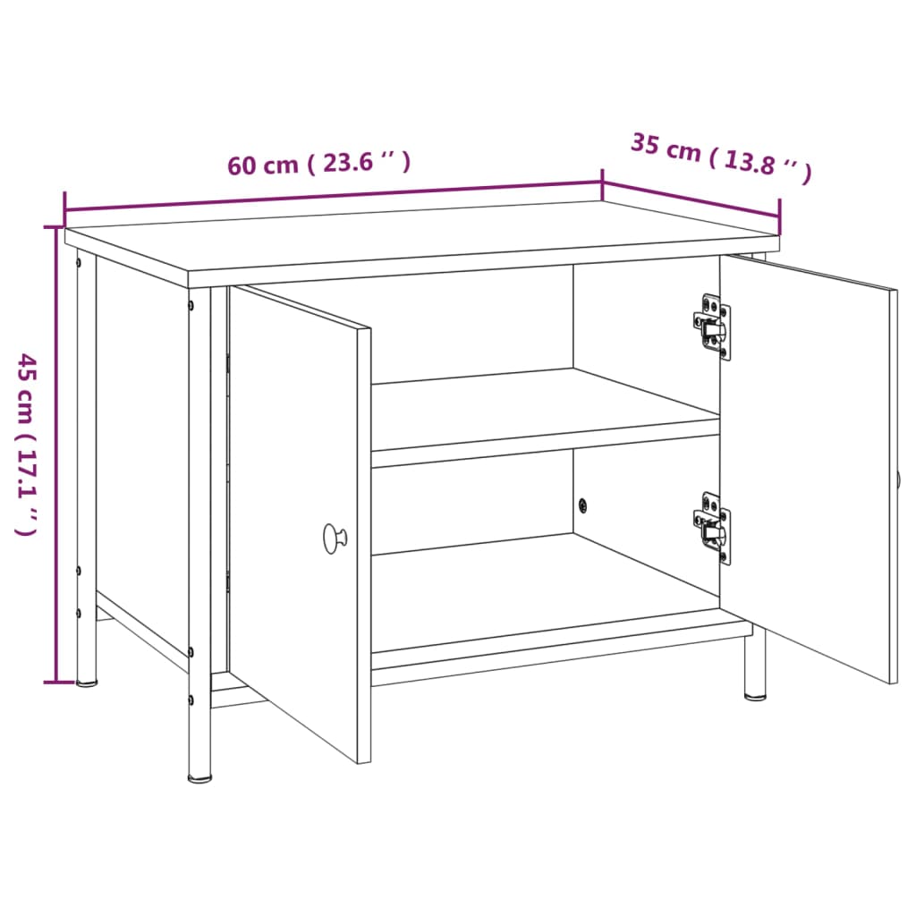 vidaXL Meuble TV avec portes noir 60x35x45 cm bois d'ingénierie