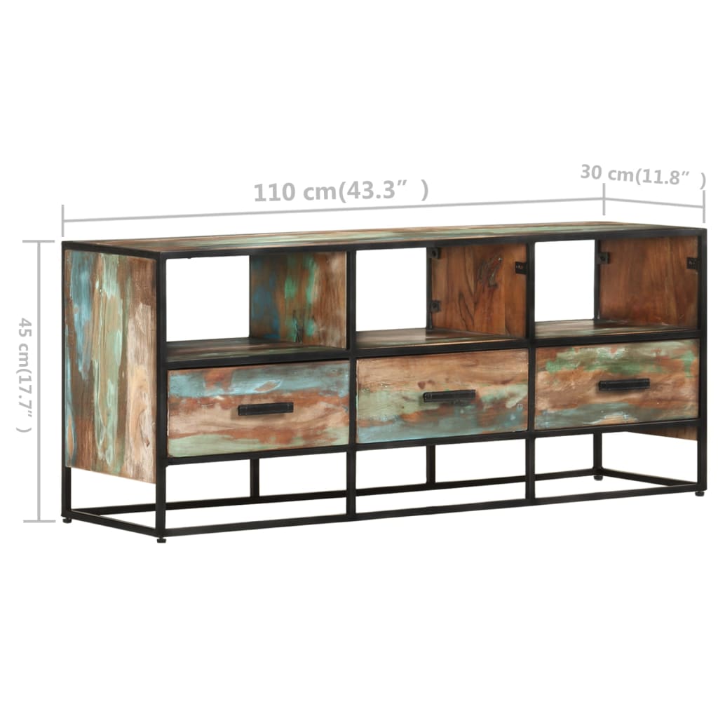 vidaXL Meuble TV 110x30x45 cm Bois de récupération massif