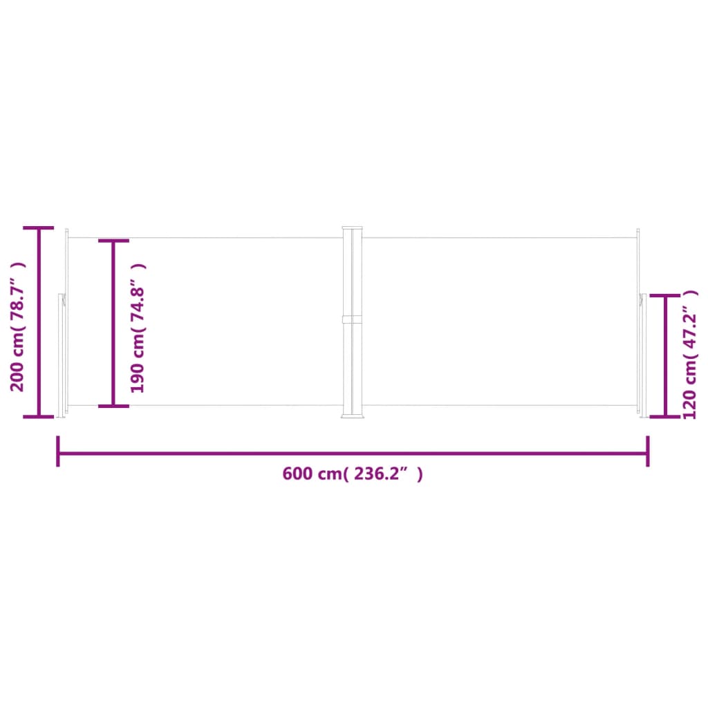 vidaXL Auvent latéral rétractable Rouge 200x600 cm