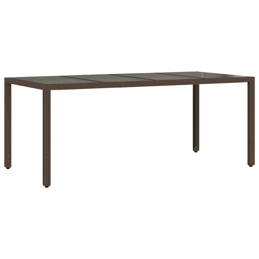 vidaXL Table de jardin avec dessus en verre marron résine tressée