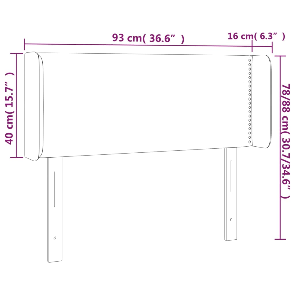 vidaXL Tête de lit à LED Gris clair 93x16x78/88 cm Tissu