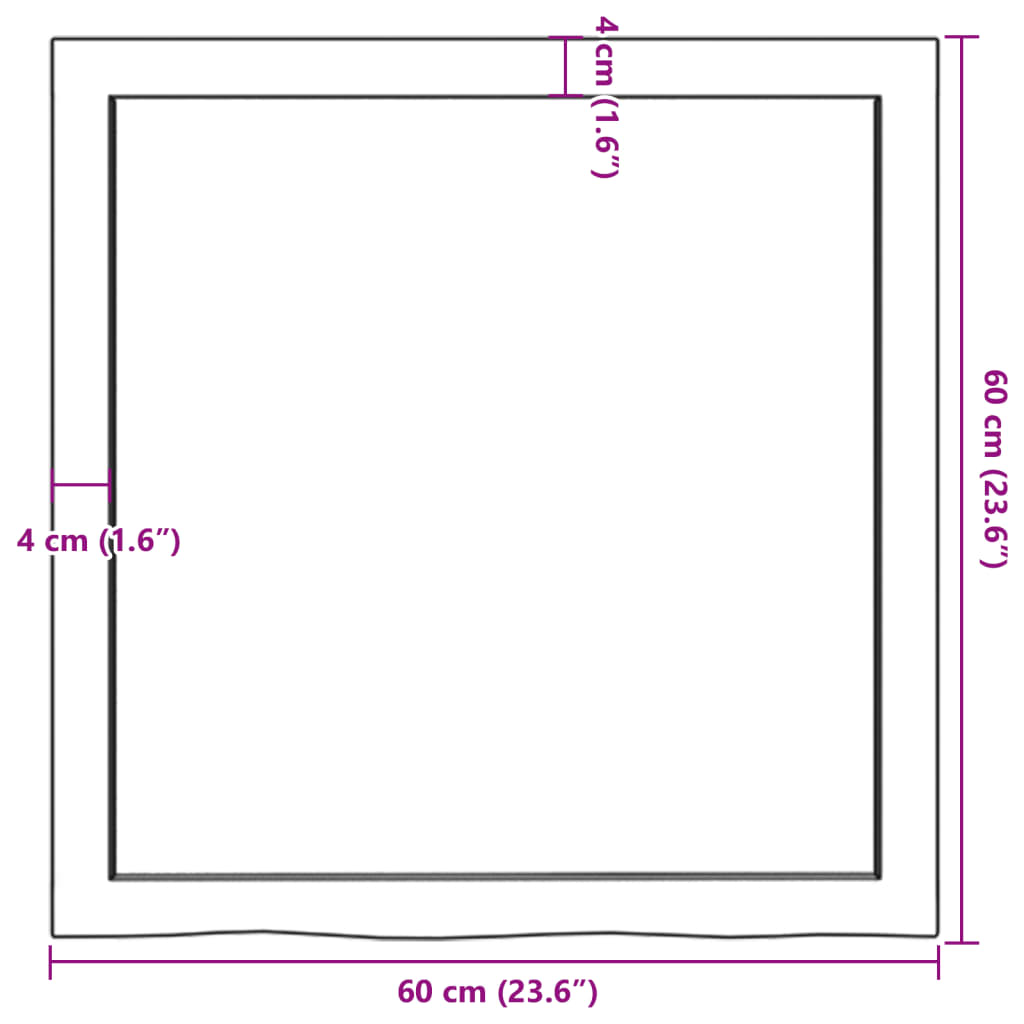 vidaXL Dessus de table 60x60x(2-6) cm bois de chêne massif non traité