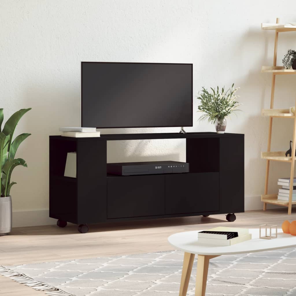 vidaXL Meuble TV noir 102x34,5x43 cm bois d'ingénierie