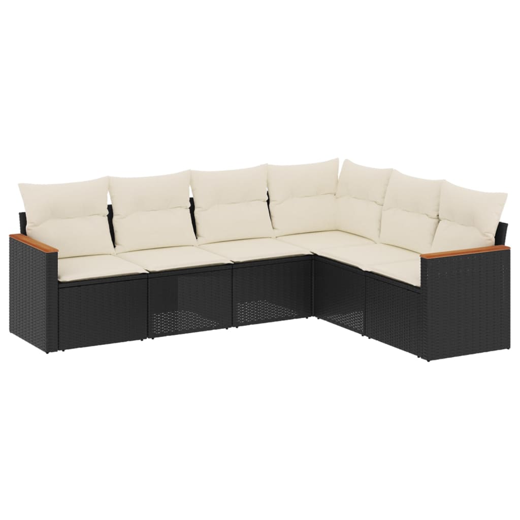 vidaXL Salon de jardin 6 pcs avec coussins noir résine tressée