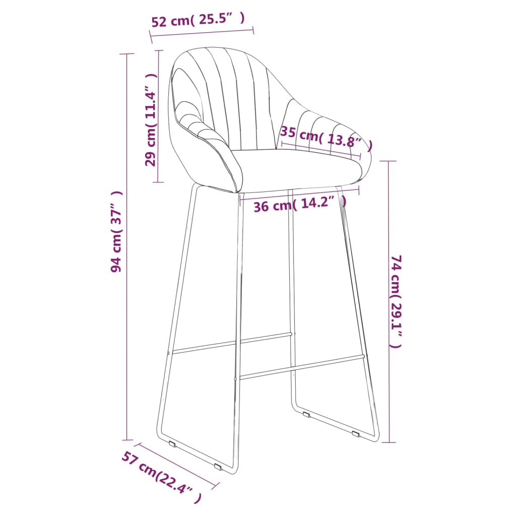 vidaXL Tabouret de bar Noir Velours