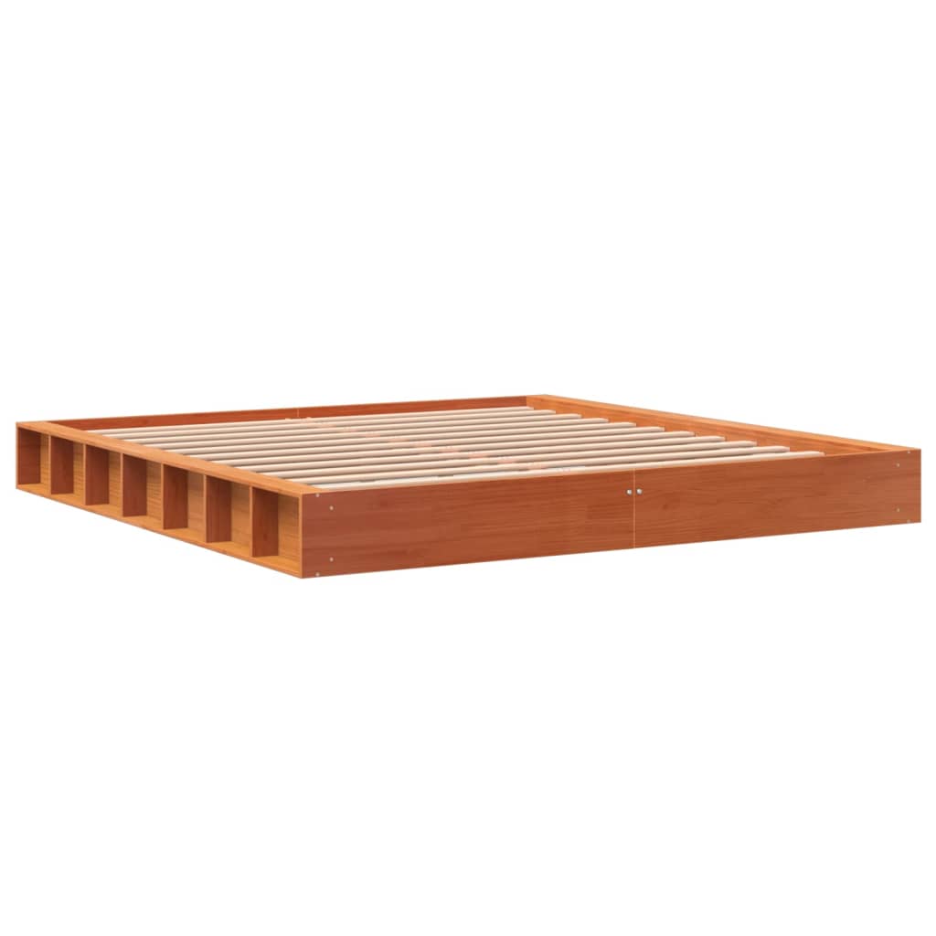 vidaXL Cadre de lit sans matelas cire marron 200x200cm bois pin massif