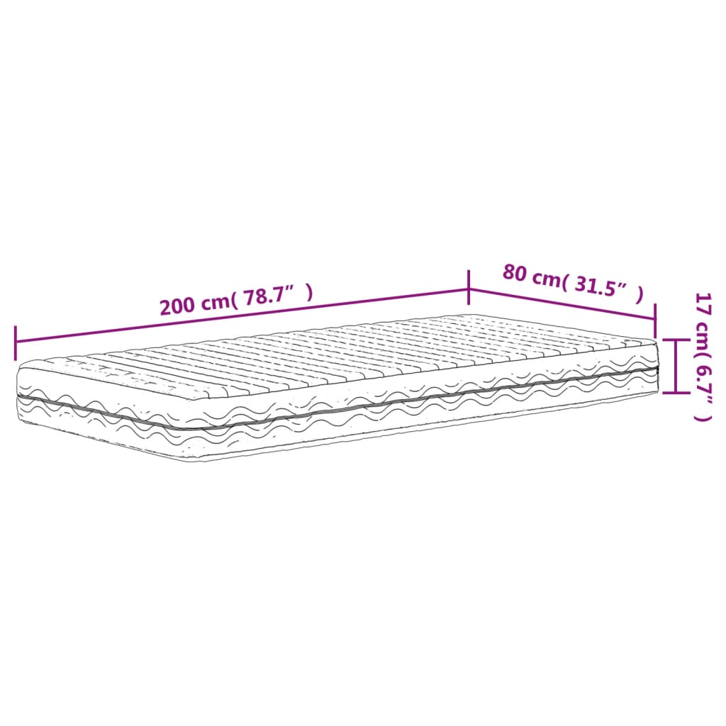 vidaXL Matelas en mousse blanc 80x200 cm dureté H2 H3