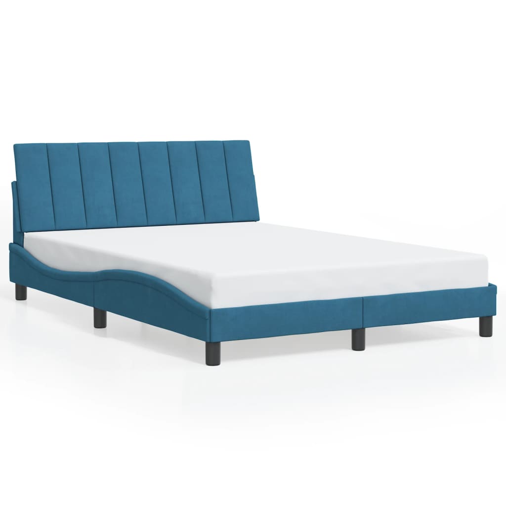 vidaXL Cadre de lit sans matelas bleu 140x190 cm velours