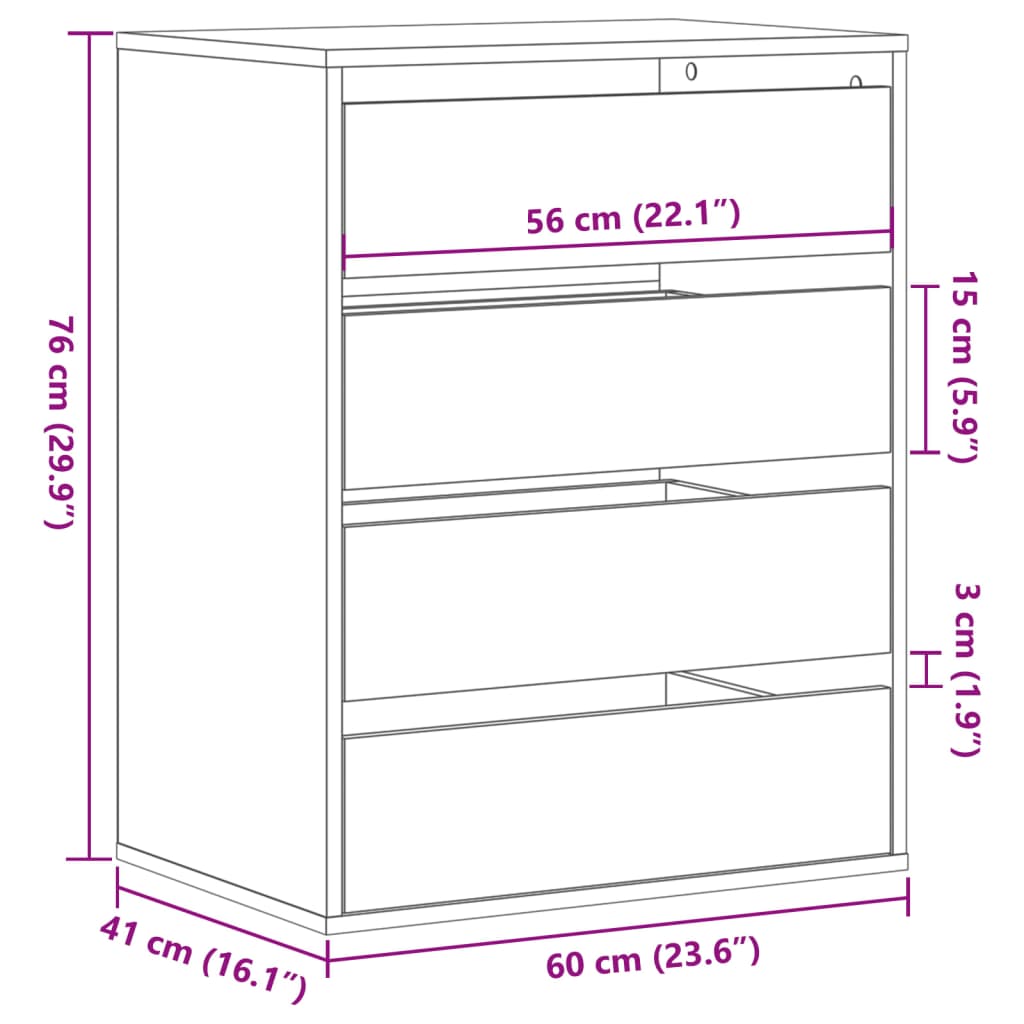 vidaXL Commode d'angle chêne sonoma 60x41x76 cm bois d'ingénierie