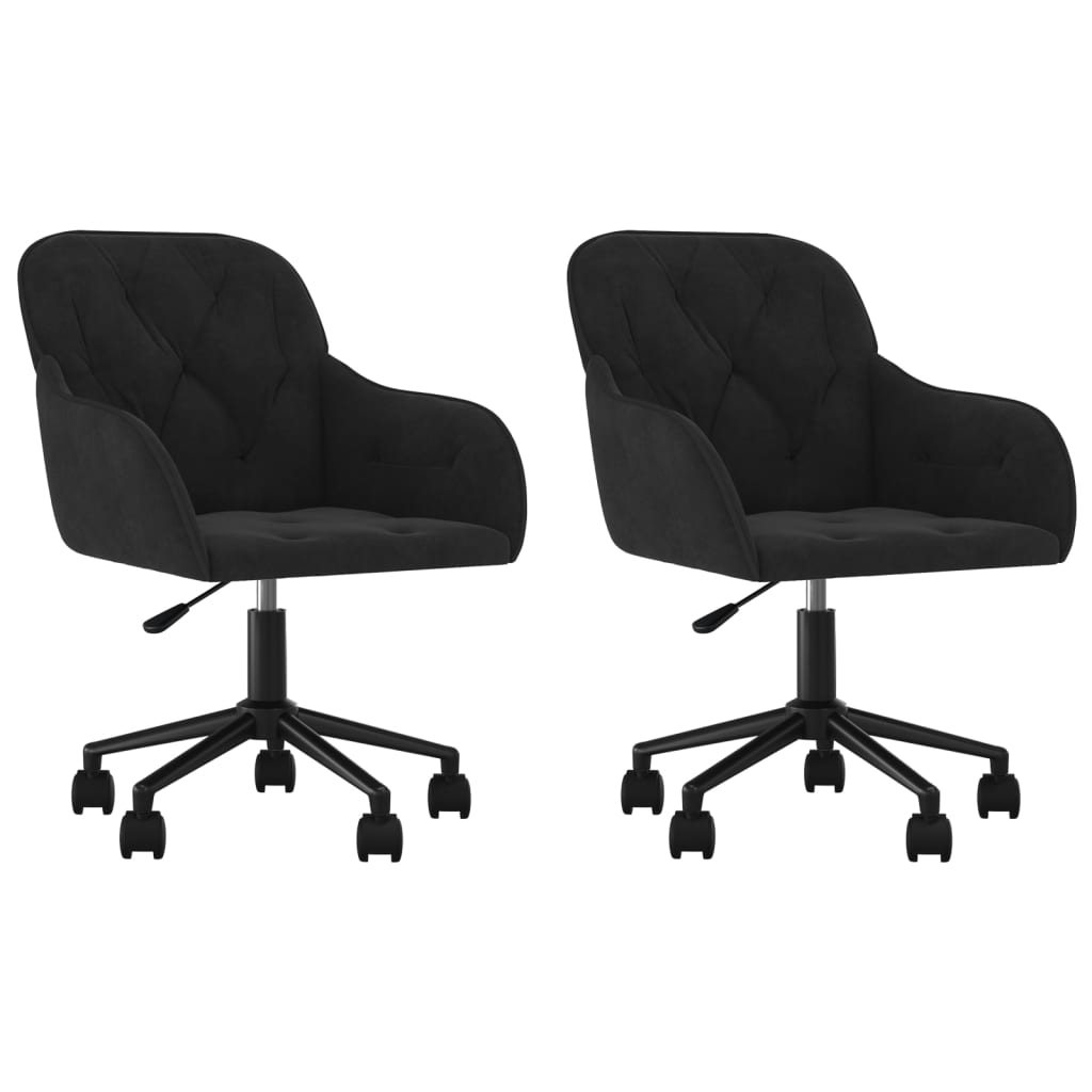 vidaXL Chaises pivotantes à manger lot de 2 Noir Velours