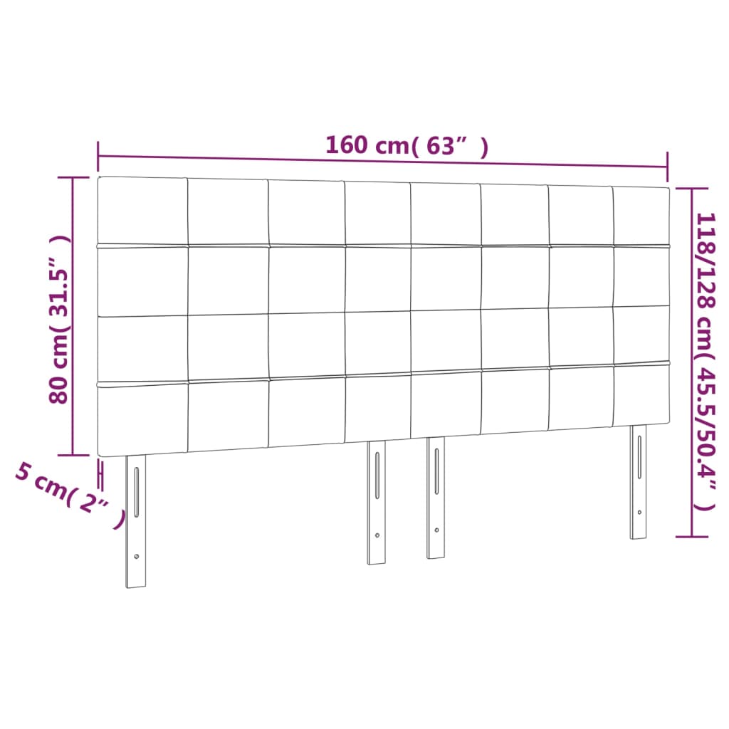 vidaXL Tête de lit à LED Taupe 160x5x118/128 cm Tissu