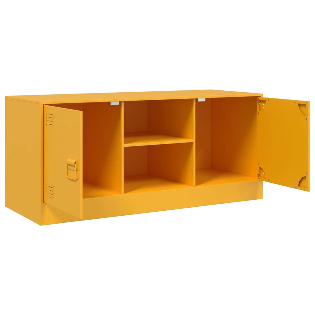 vidaXL Meuble TV jaune moutarde 99x39x44 cm acier