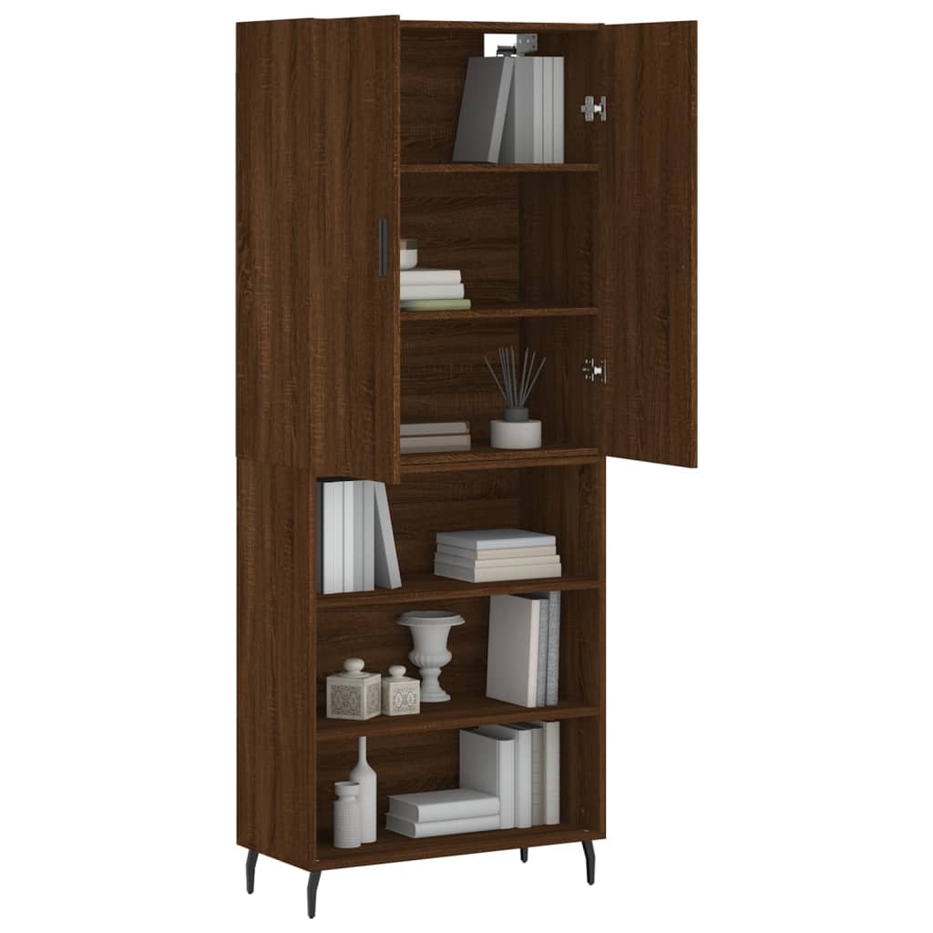 vidaXL Buffet haut Chêne marron 69,5x34x180 cm Bois d'ingénierie