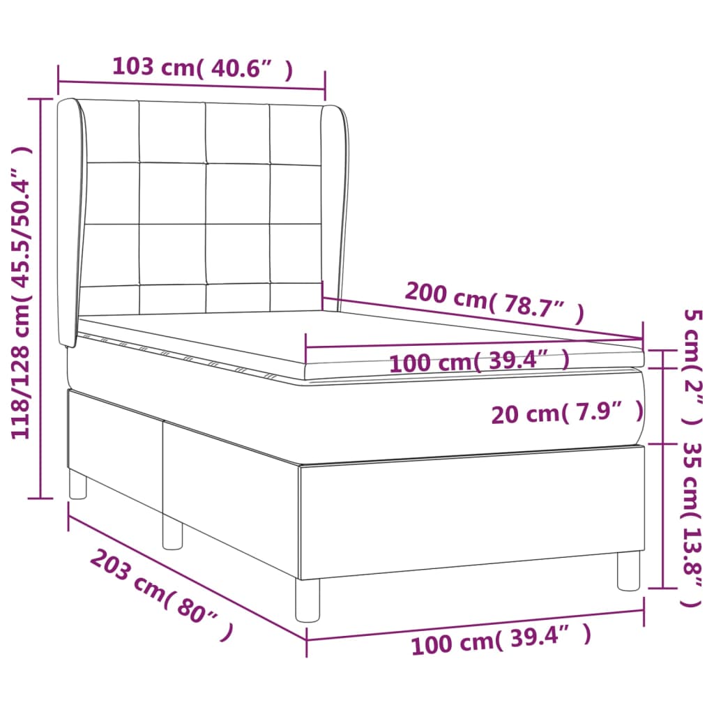 vidaXL Sommier à lattes de lit avec matelas Bleu 100x200 cm Tissu