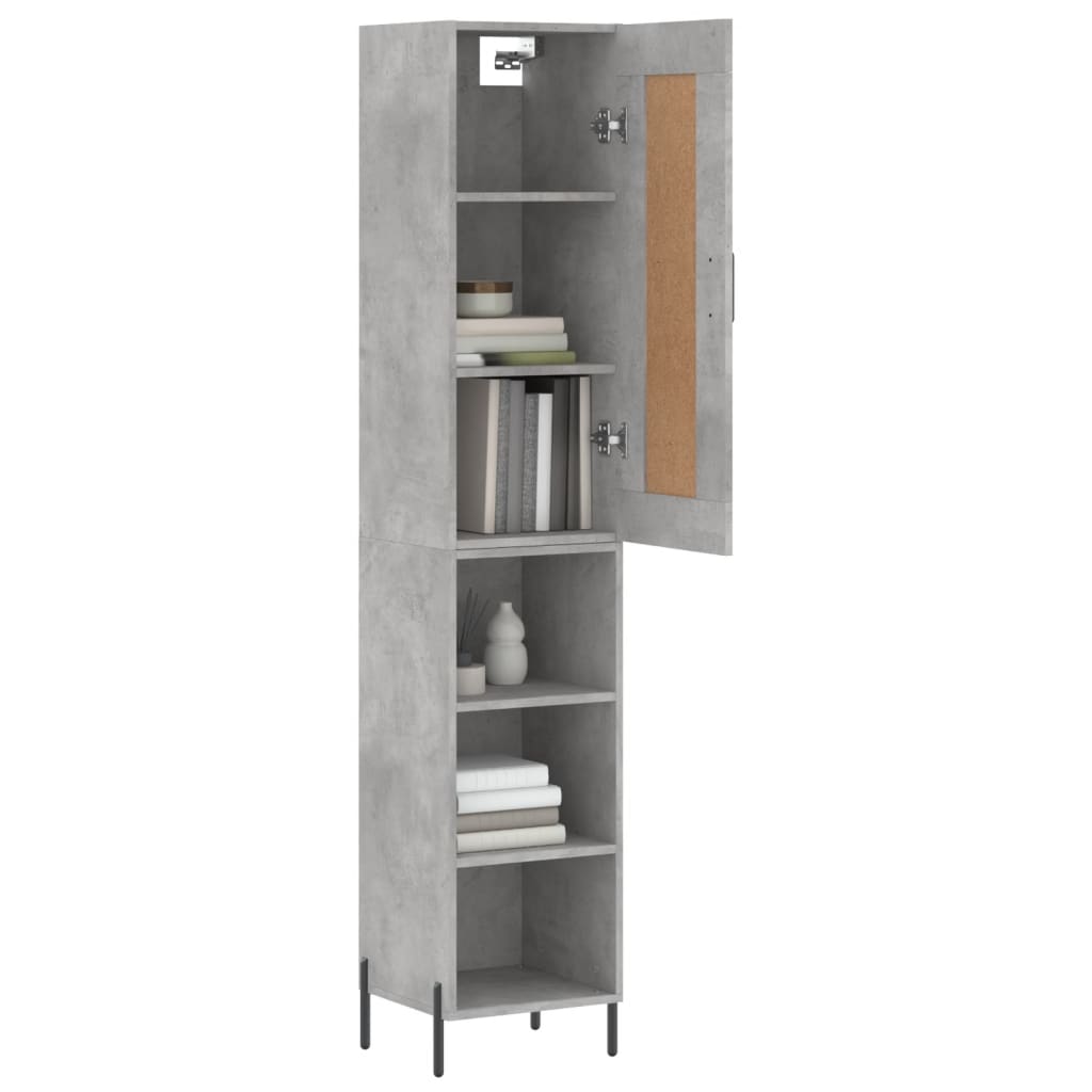 vidaXL Buffet haut Gris béton 34,5x34x180 cm Bois d'ingénierie