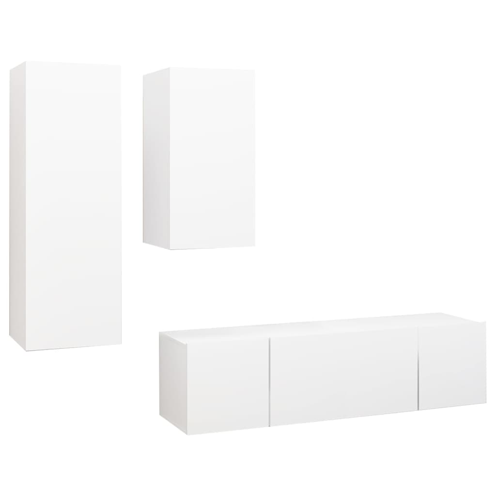 vidaXL Ensemble de meubles TV 4 pcs Blanc Bois d'ingénierie