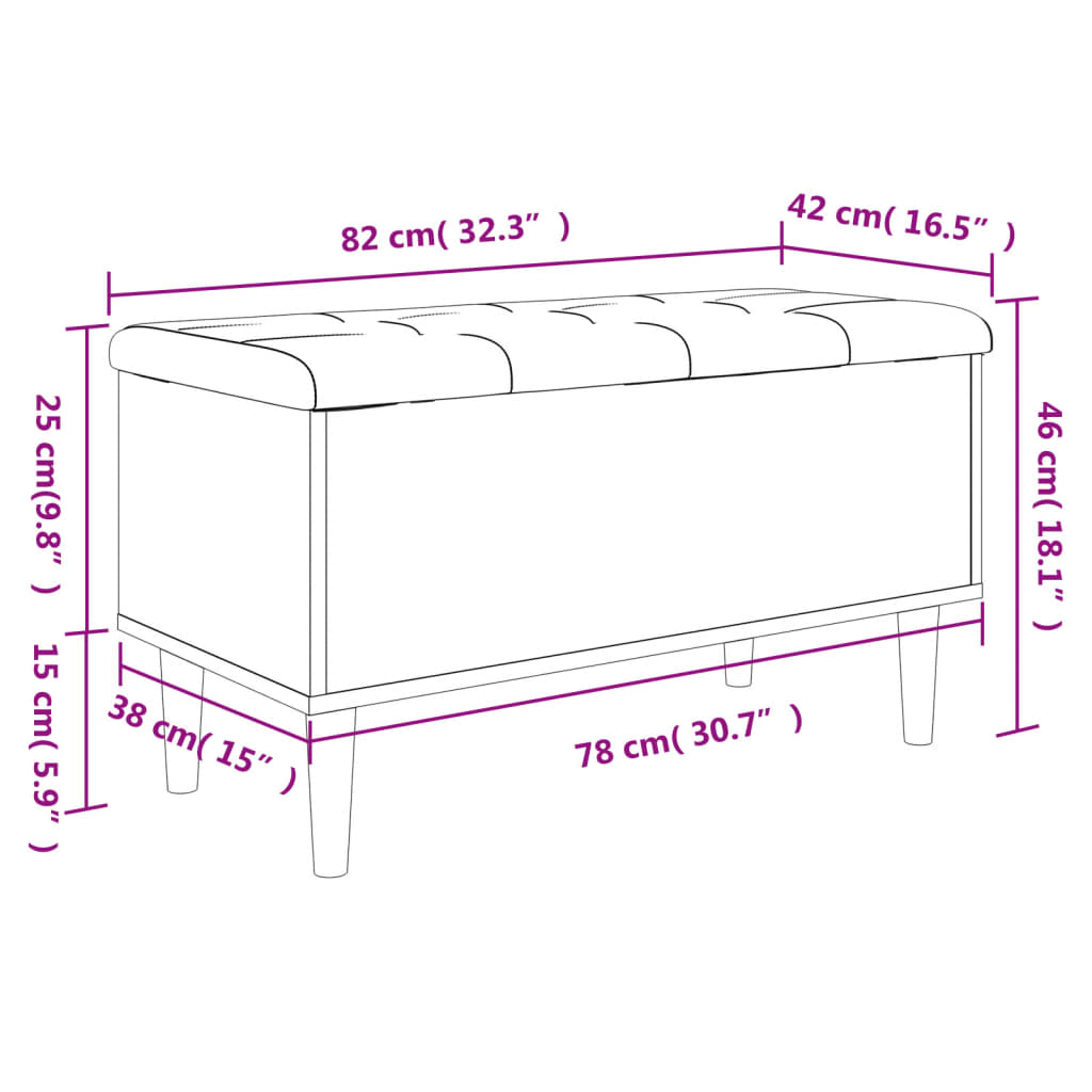 vidaXL Banc de rangement sonoma gris 82x42x46 cm bois d'ingénierie