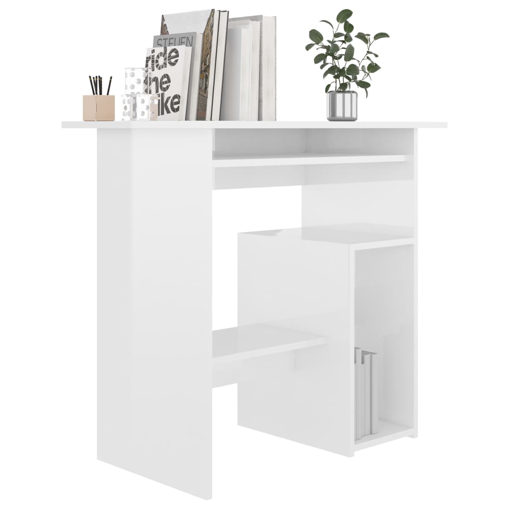 vidaXL Bureau Blanc brillant 80x45x74 cm Bois d’ingénierie