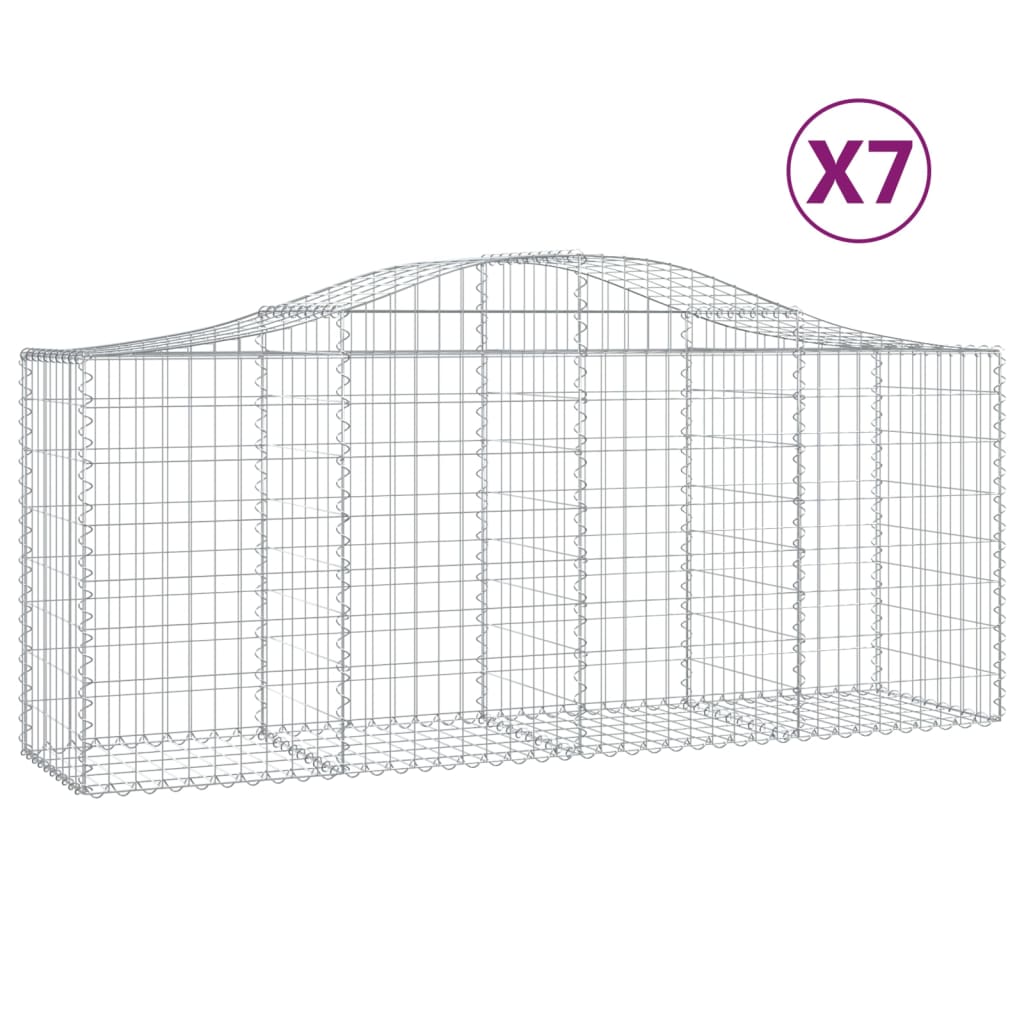 vidaXL Paniers à gabions arqués 7 pcs 200x50x80/100 cm Fer galvanisé