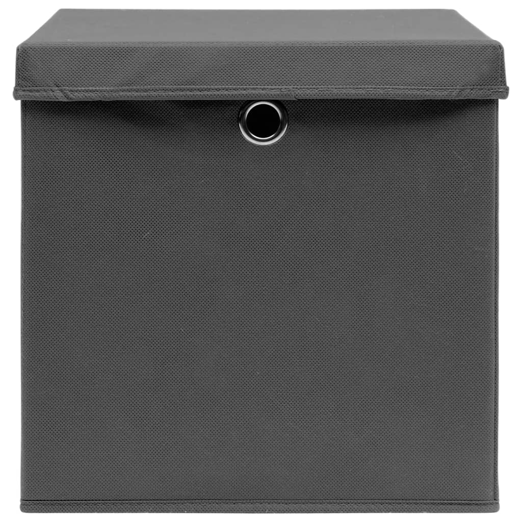 vidaXL Boîtes de rangement avec couvercle 4 pcs Gris 32x32x32 cm Tissu