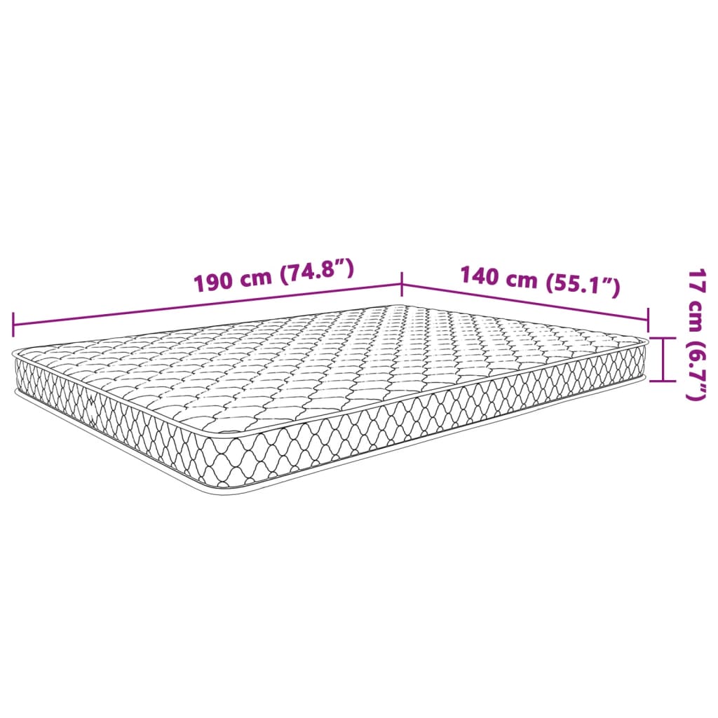 vidaXL Matelas en mousse à mémoire de forme blanc 140x190x17 cm