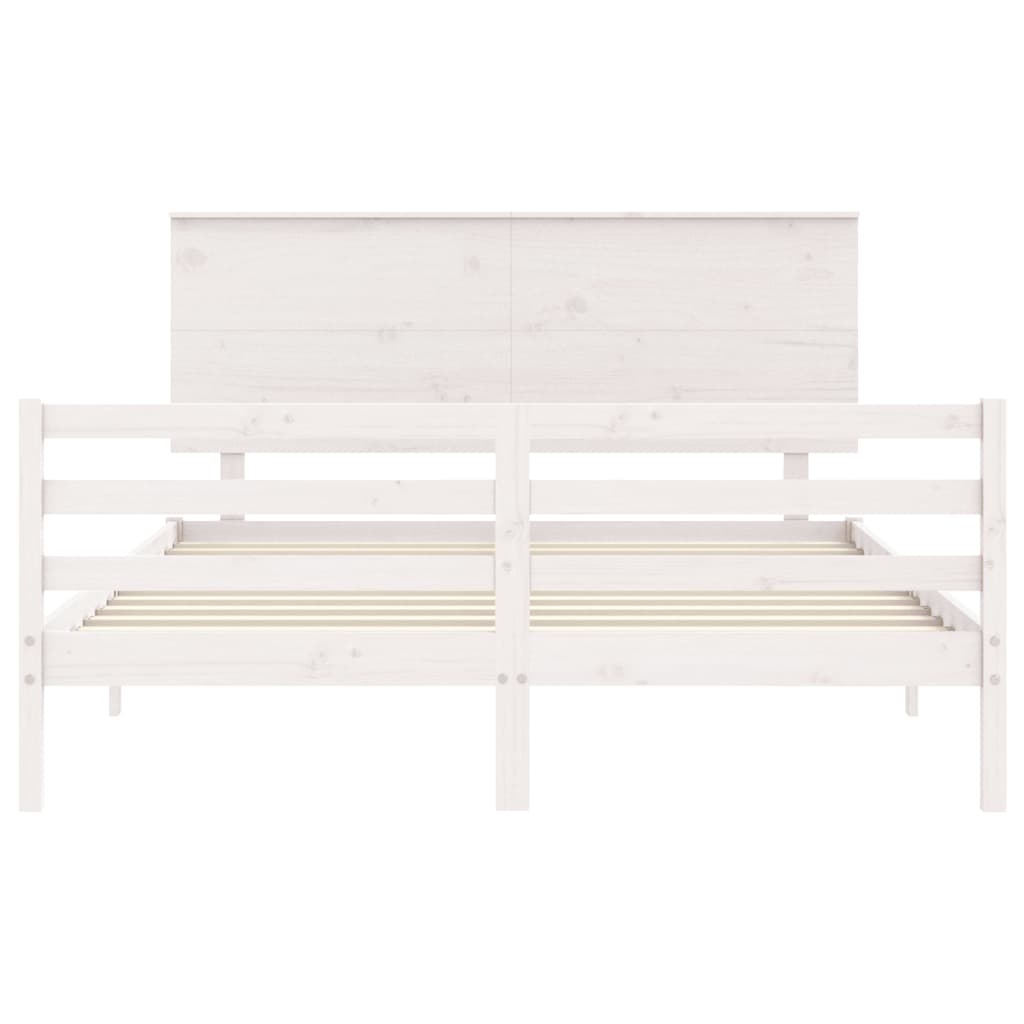 vidaXL Cadre de lit sans matelas blanc bois de pin massif