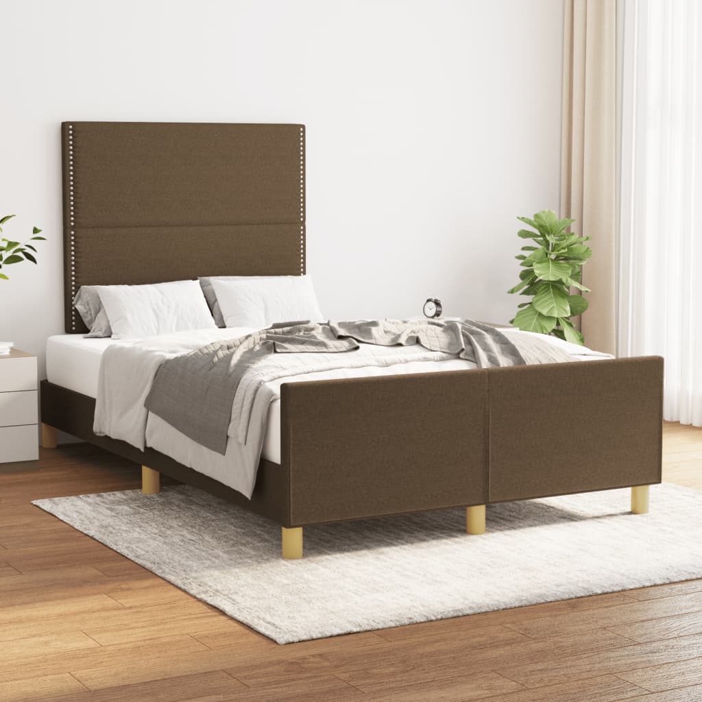 vidaXL Cadre de lit sans matelas marron foncé 120x190 cm tissu