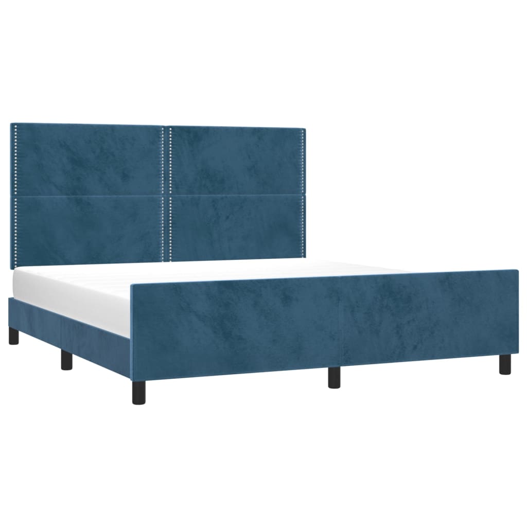 vidaXL Cadre de lit sans matelas bleu foncé 160x200 cm velours