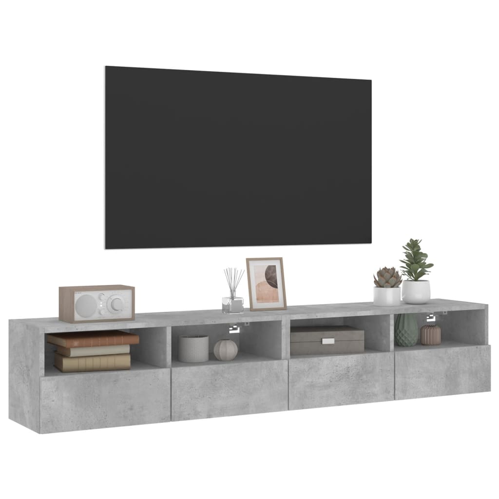 vidaXL Meubles TV muraux 2 pcs gris béton 80x30x30cm bois d'ingénierie