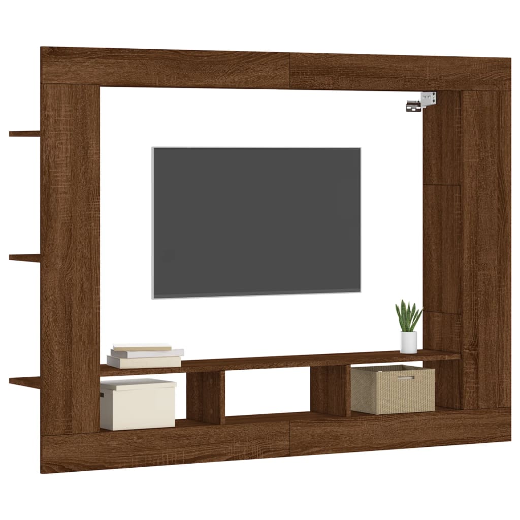 vidaXL Meuble TV chêne marron 152x22x113 cm bois d'ingénierie