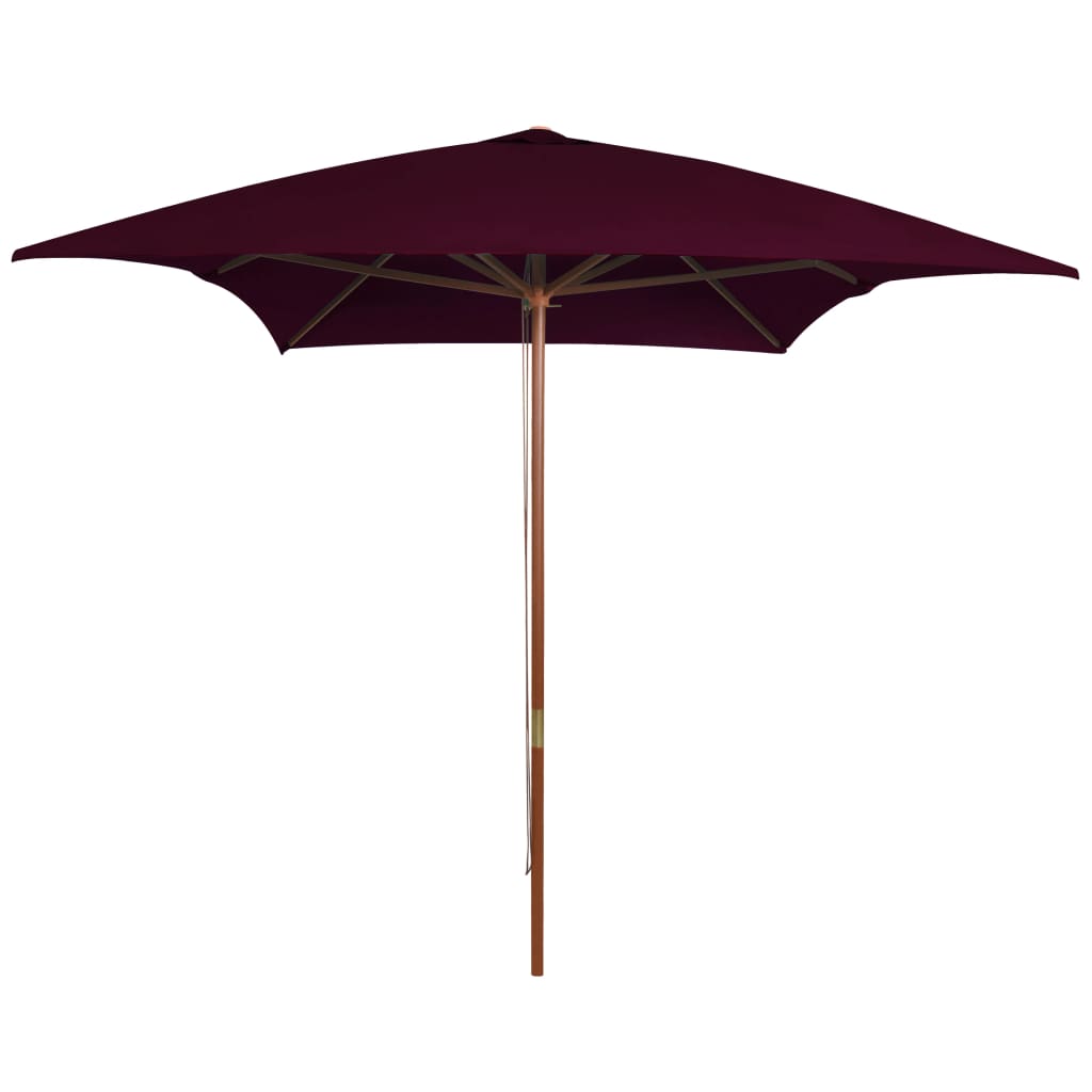 vidaXL Parasol de jardin avec mât en bois rouge bordeaux 200x300 cm