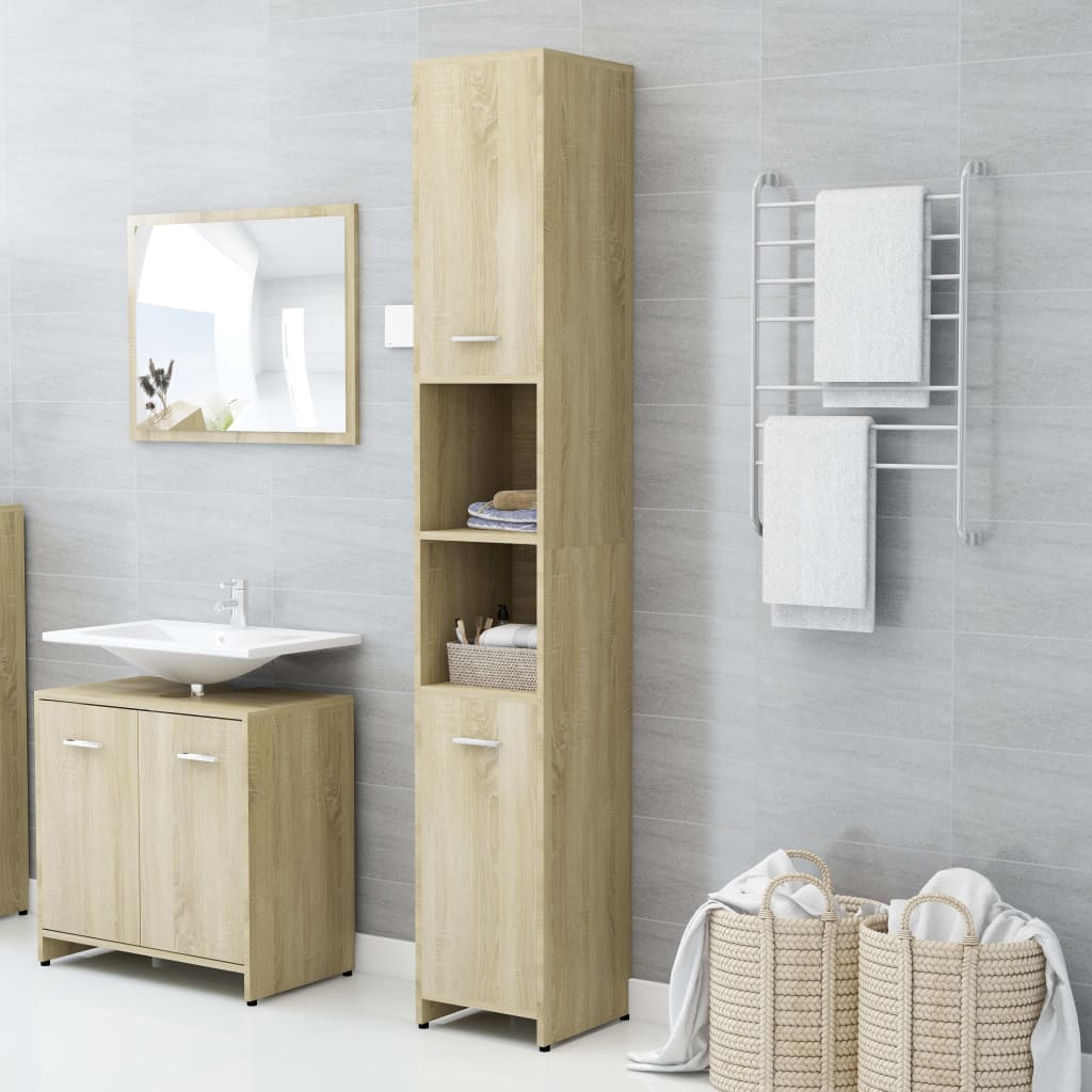 vidaXL Armoire de salle de bain Chêne sonoma 30x30x183,5 cm Aggloméré