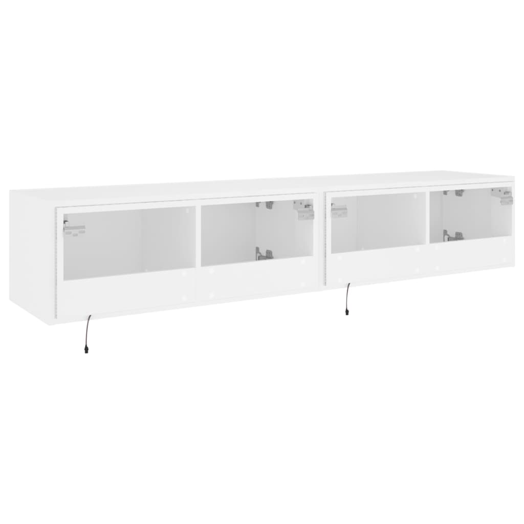 vidaXL Meubles TV muraux avec lumières LED 2 pcs blanc 80x35x31 cm