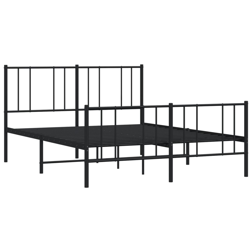 vidaXL Cadre de lit métal sans matelas avec pied de lit noir 150x200cm