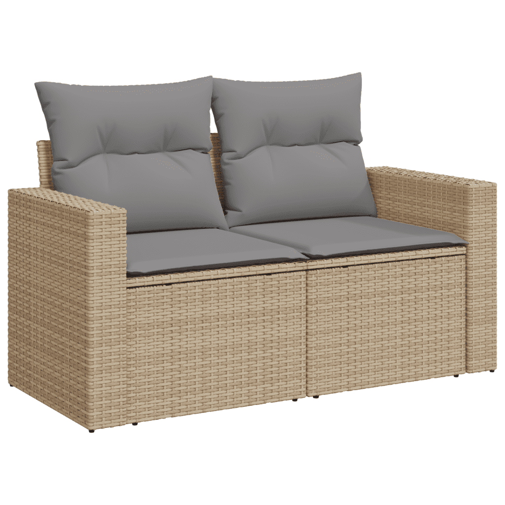 vidaXL Salon de jardin avec coussins 4 pcs beige résine tressée