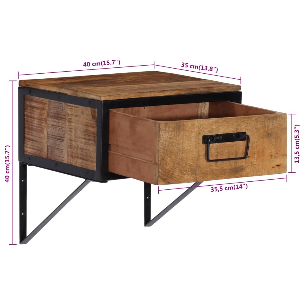 vidaXL Table de chevet 40x35x40 cm bois de manguier massif
