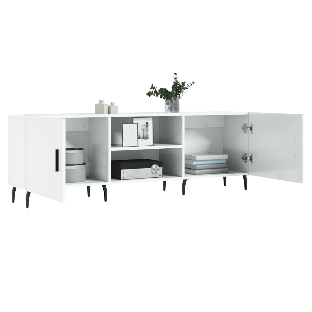 vidaXL Meuble TV blanc brillant 150x30x50 cm bois d'ingénierie