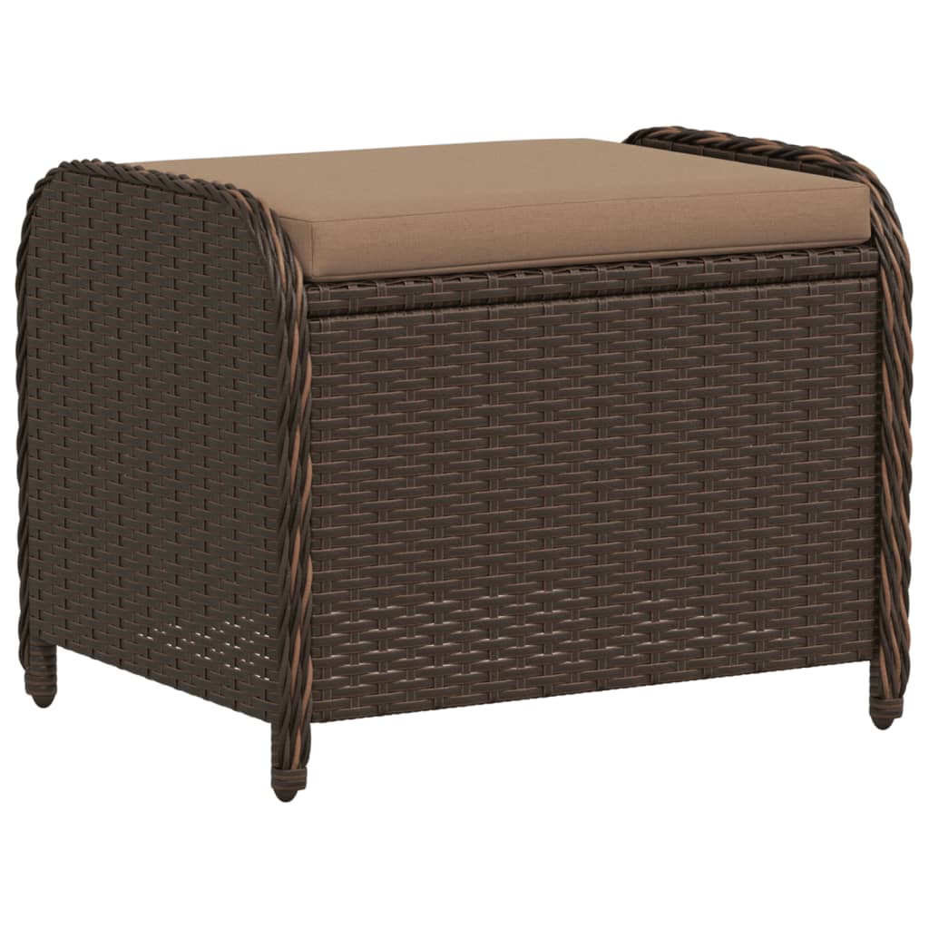 vidaXL Tabouret de jardin avec coussin brun 58x46x46 cm résine tressée