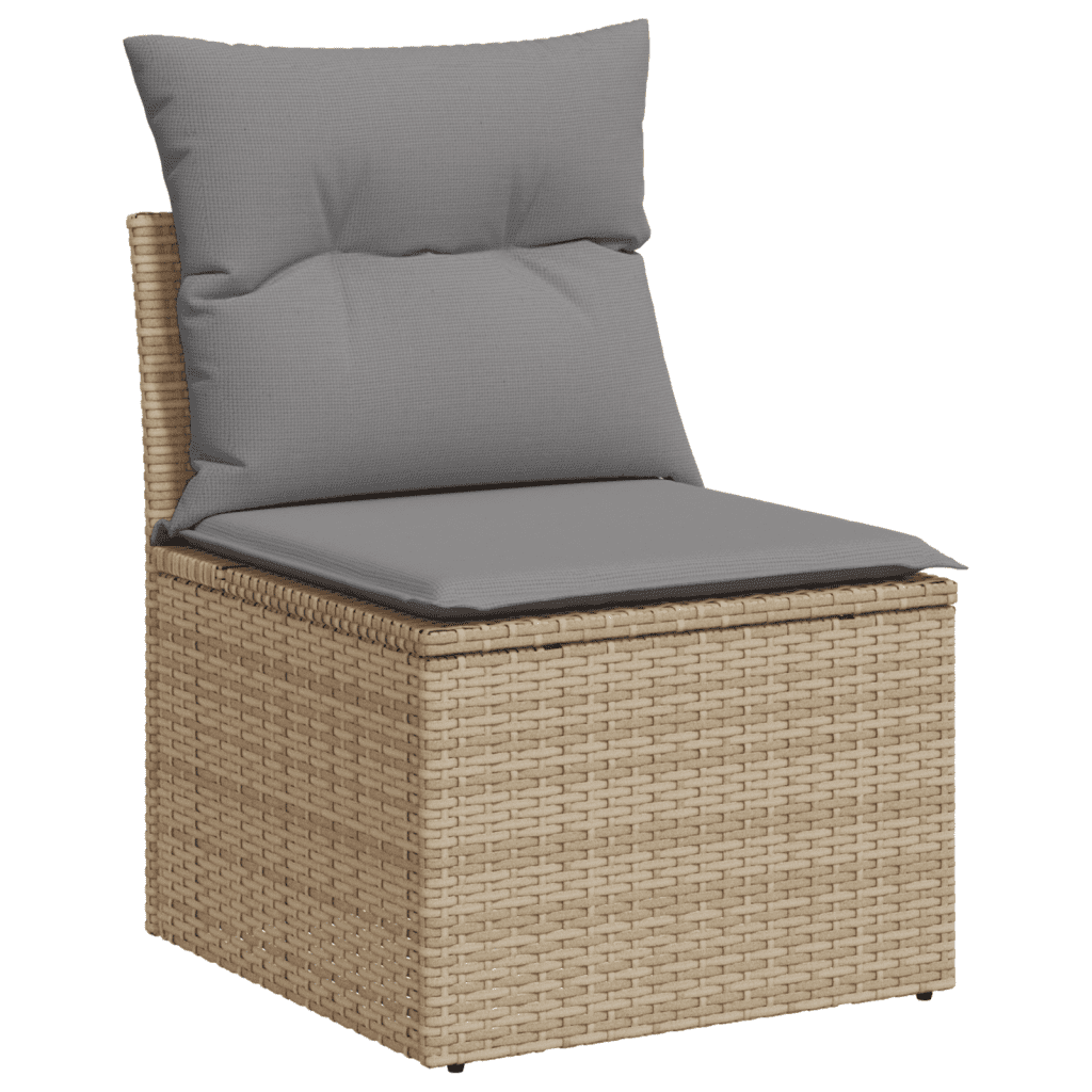 vidaXL Salon de jardin et coussins 13 pcs mélange beige résine tressée