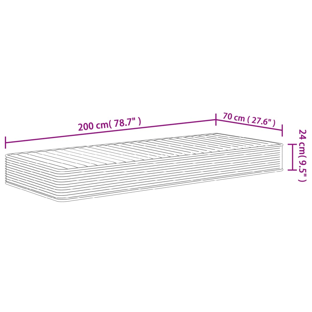 vidaXL Matelas en mousse moyennement doux 70x200 cm