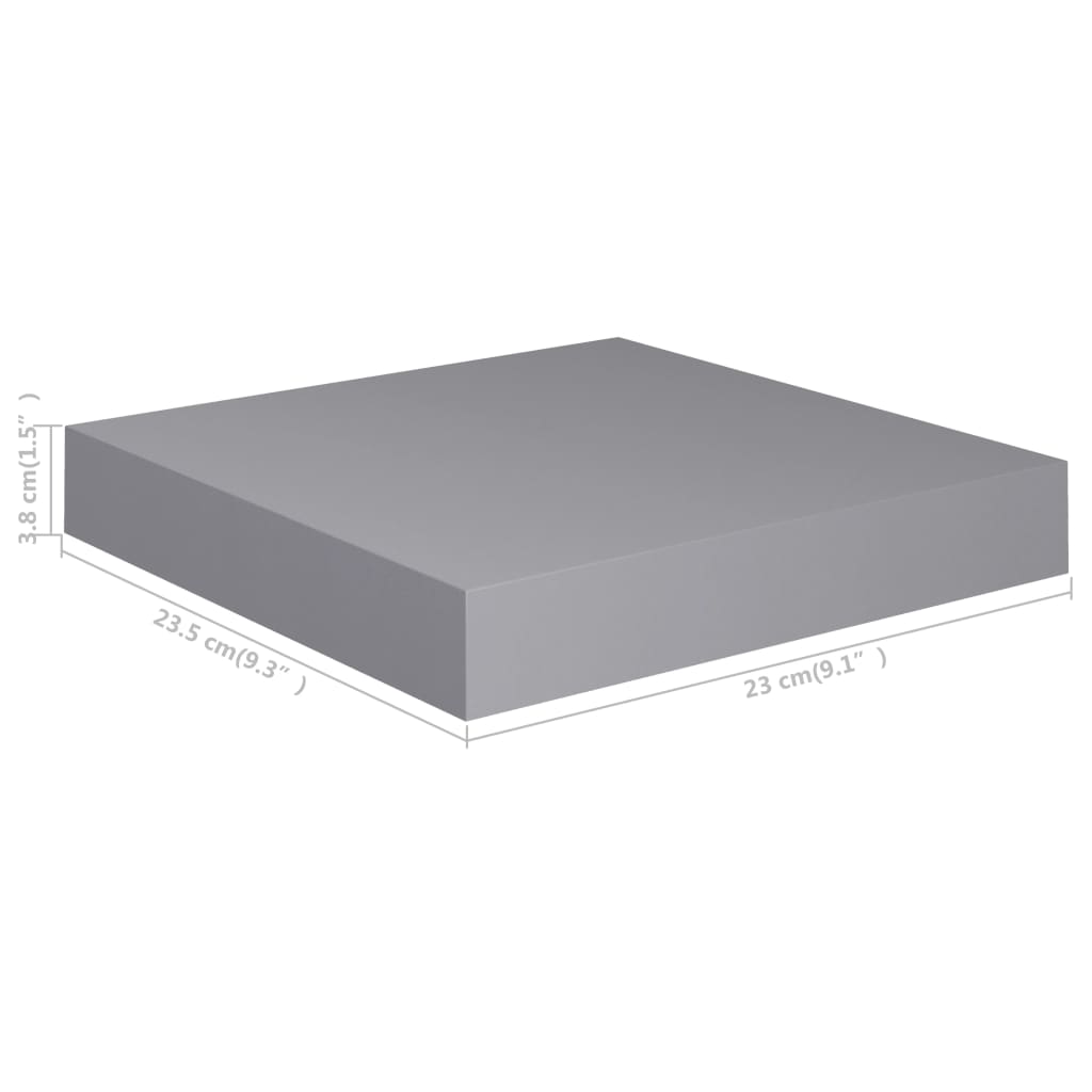 vidaXL Étagères murales flottantes 2 pcs gris 23x23,5x3,8 cm MDF