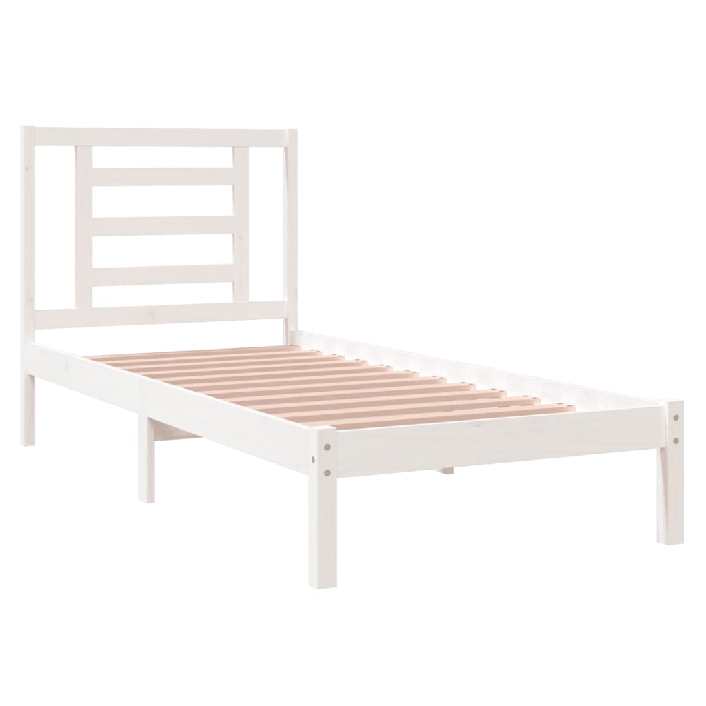 vidaXL Cadre de lit Blanc Bois massif 75x190 cm Petit simple