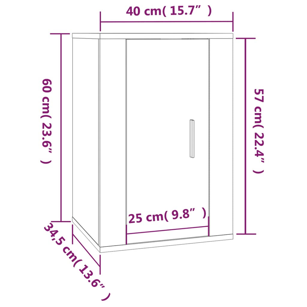 vidaXL Meuble TV mural Chêne marron 40x34,5x60 cm