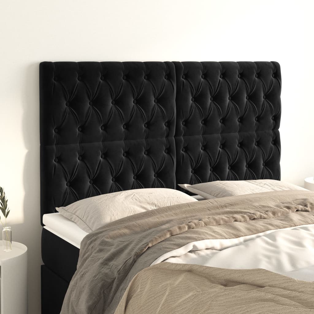 vidaXL Têtes de lit 4 pcs Noir 72x7x78/88 cm Velours