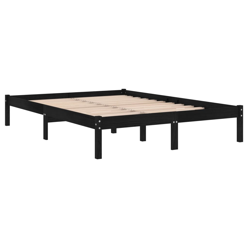 vidaXL Cadre de lit Noir Bois massif 180x200 cm Super King