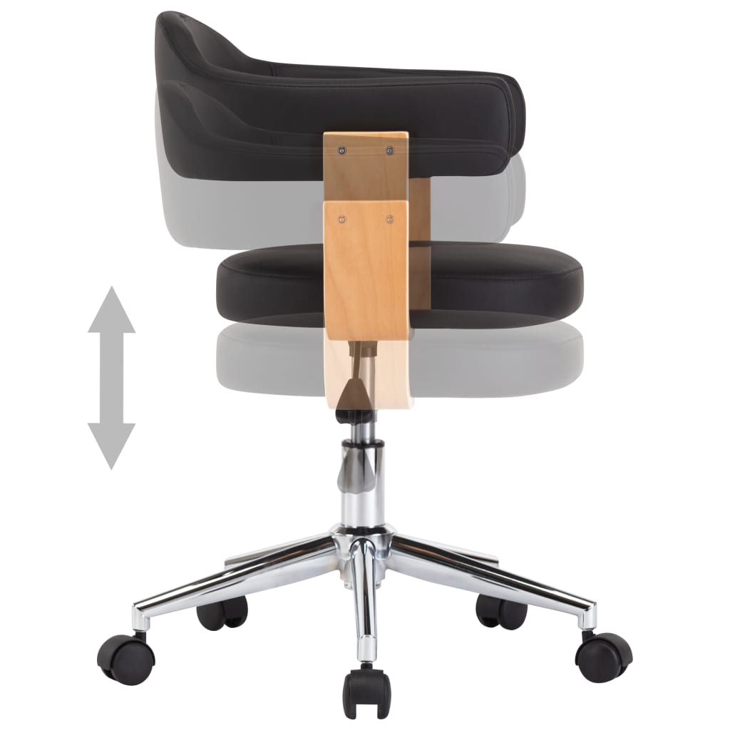 vidaXL Chaise pivotante de bureau Noir Bois courbé et similicuir