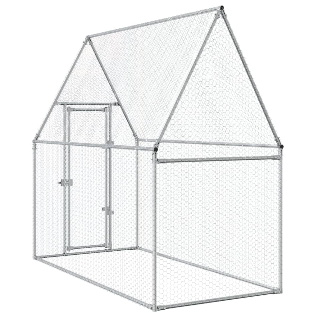 vidaXL Cage pour poules argenté 200x100x190 cm acier galvanisé