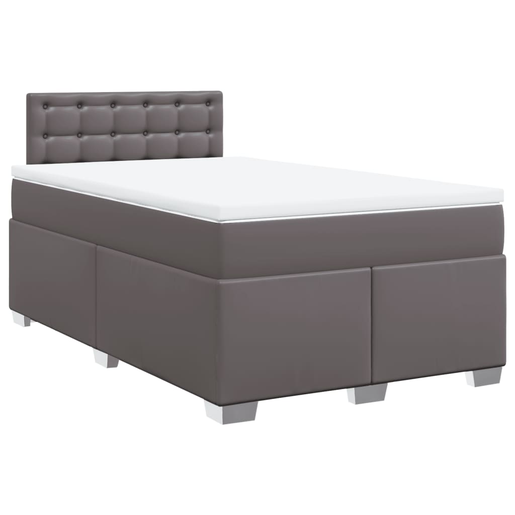 vidaXL Sommier à lattes de lit avec matelas gris 120x190 cm similicuir